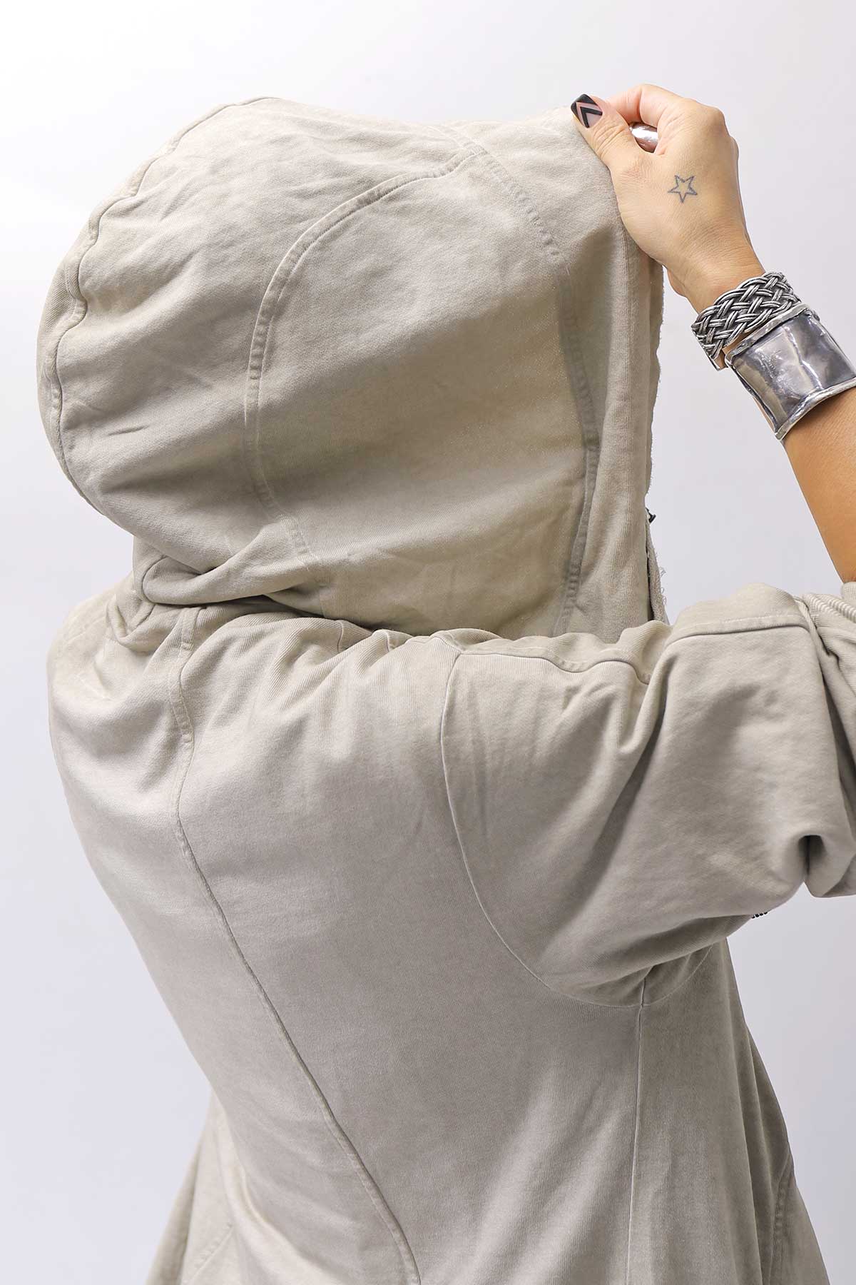 【RUNDHOLZ】 UNISEX DOUBLE LAYERED ZIP-UP HOODIE_SAND CLOUD