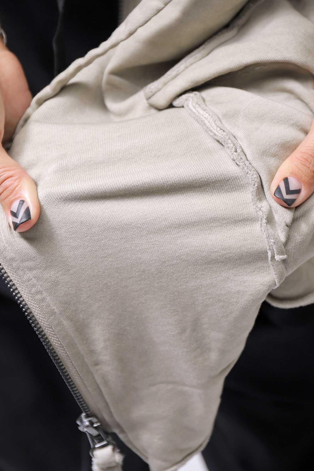 【RUNDHOLZ】 UNISEX DOUBLE LAYERED ZIP-UP HOODIE_SAND CLOUD