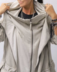 【RUNDHOLZ】 UNISEX DOUBLE LAYERED ZIP-UP HOODIE_SAND CLOUD