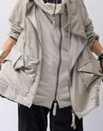 【RUNDHOLZ】 UNISEX DOUBLE LAYERED ZIP-UP HOODIE_SAND CLOUD