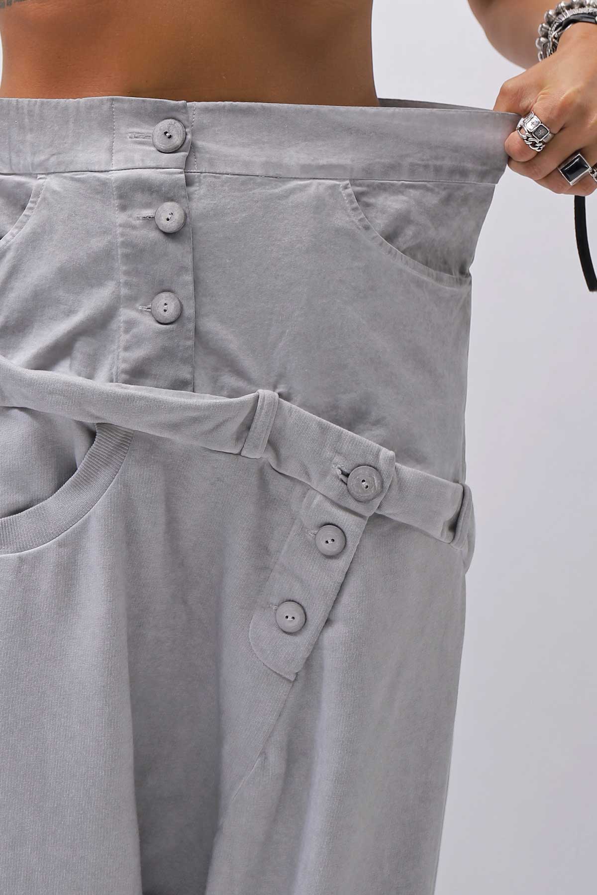 【studio b3】 UNSEX COTTON&SWEAT BOX SARROUEL PANTS RBB1974_PEARL OLD DYE