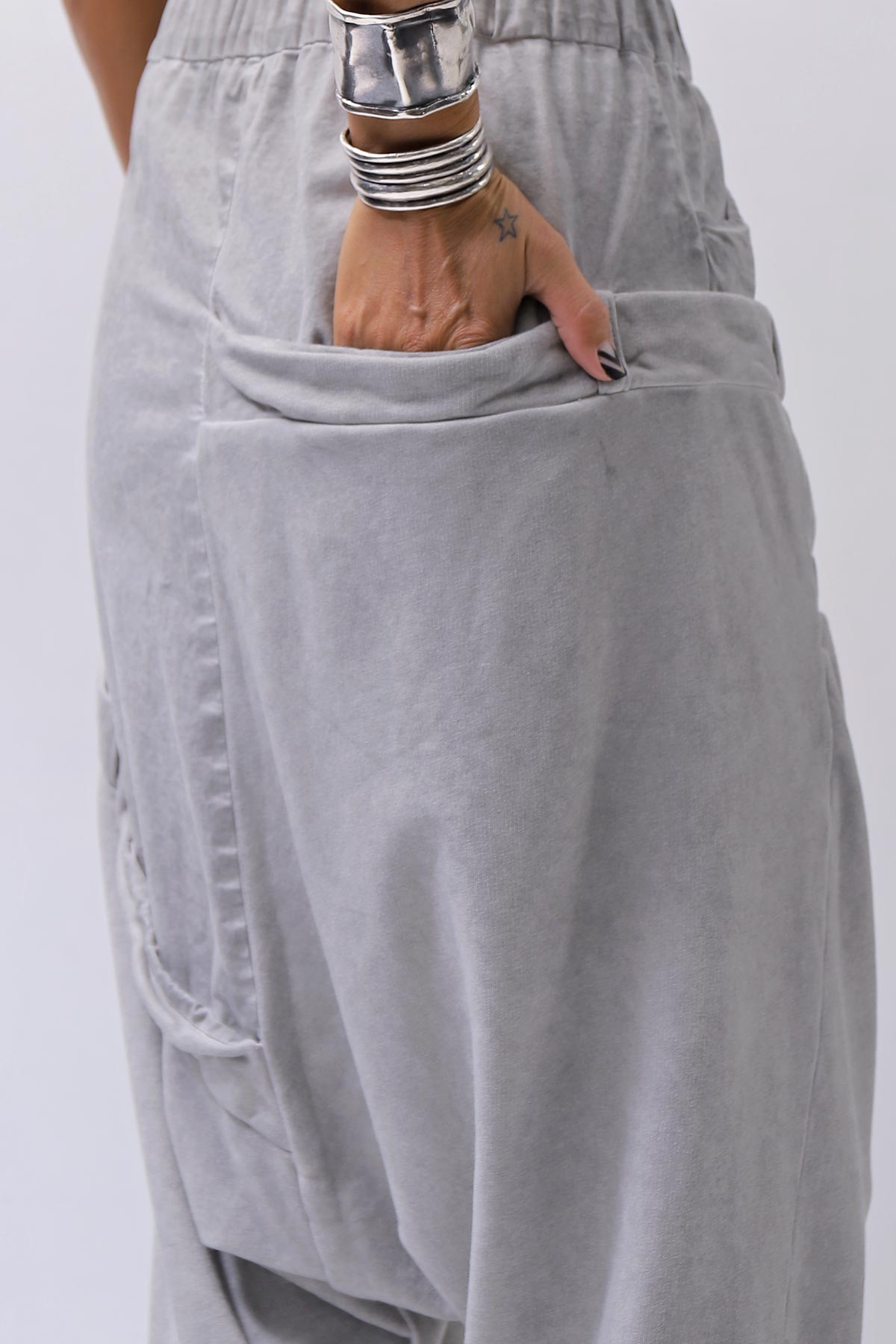 【studio b3】 UNSEX COTTON&SWEAT BOX SARROUEL PANTS RBB1974_PEARL OLD DYE