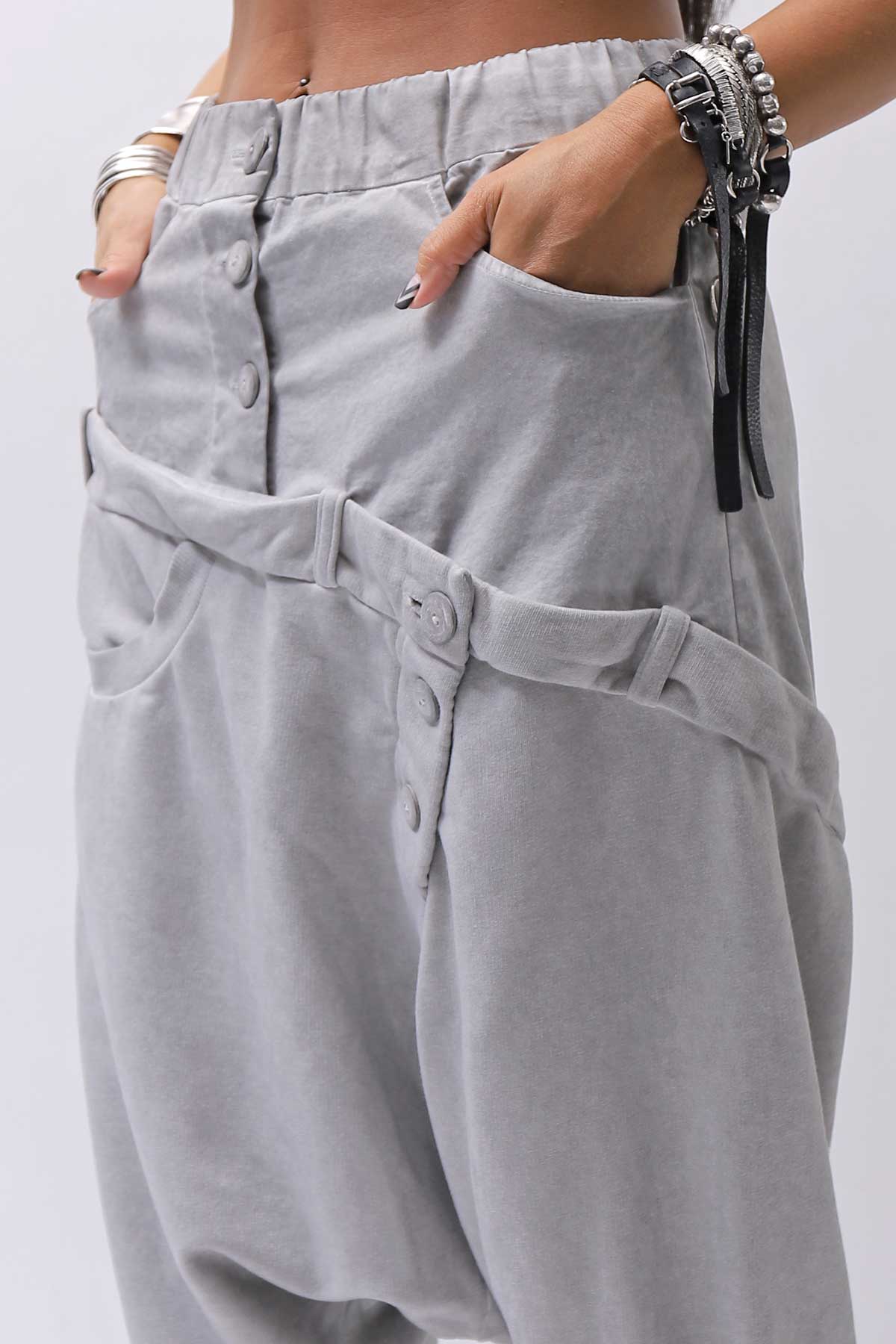 【studio b3】 UNSEX COTTON&SWEAT BOX SARROUEL PANTS RBB1974_PEARL OLD DYE