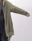 【bajra】 UNISEX 2WAY SWEAT ZIP-UP CARDIGAN 160QK03_MILITARY