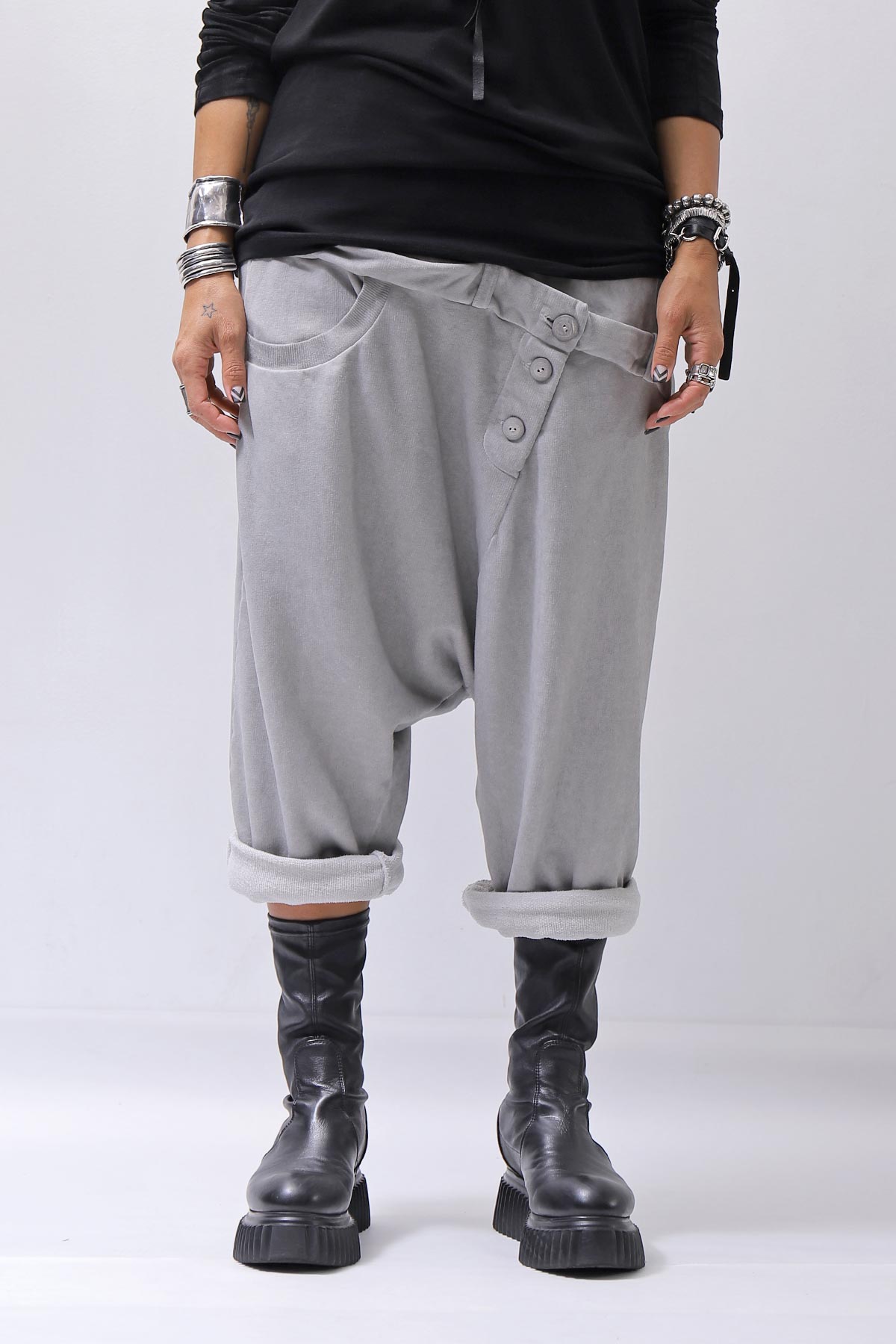 【studio b3】 UNSEX COTTON&SWEAT BOX SARROUEL PANTS RBB1974_PEARL OLD DYE