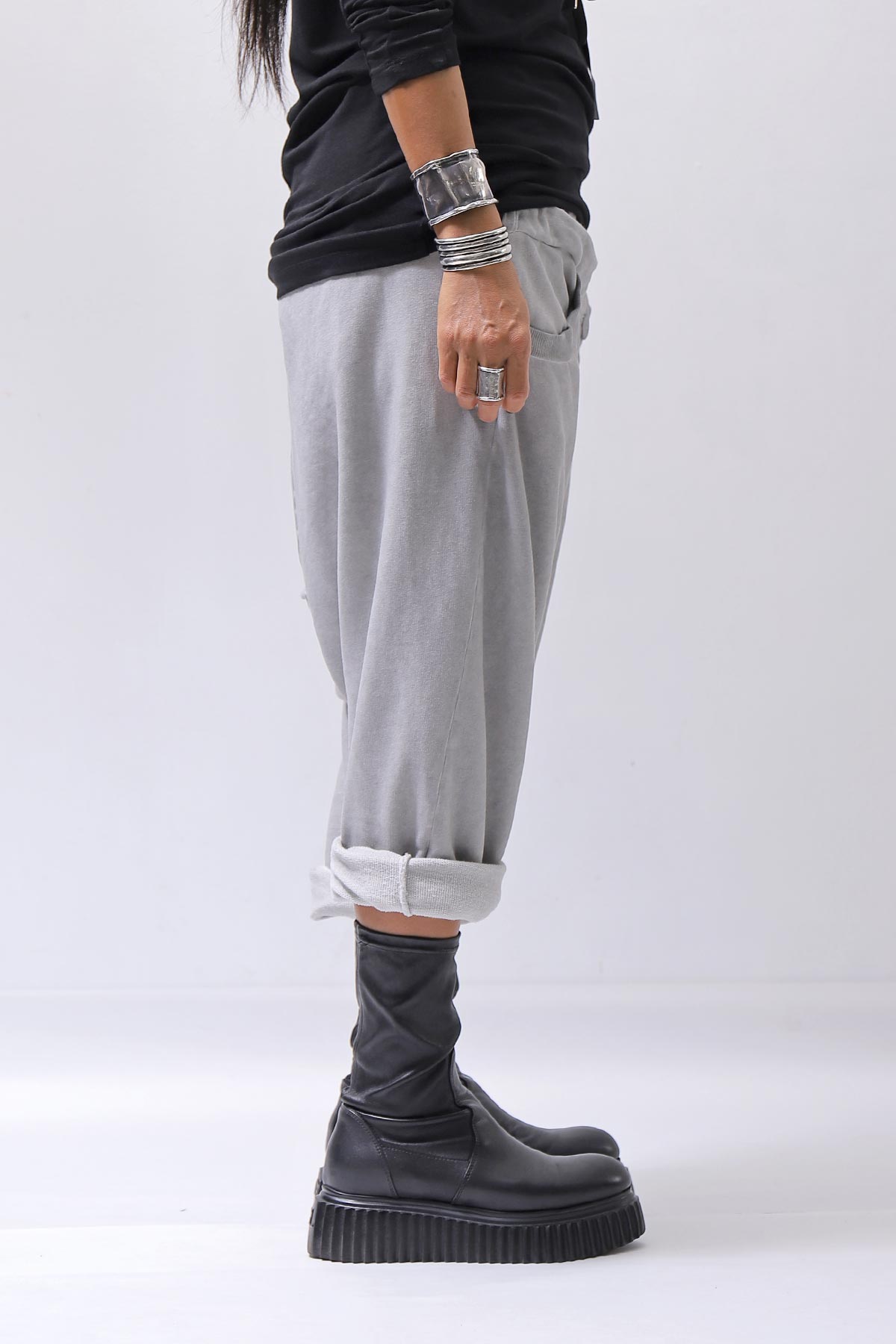 【studio b3】 UNSEX COTTON&SWEAT BOX SARROUEL PANTS RBB1974_PEARL OLD DYE