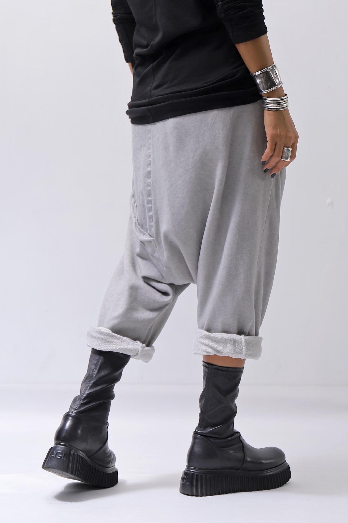 【studio b3】 UNSEX COTTON&SWEAT BOX SARROUEL PANTS RBB1974_PEARL OLD DYE