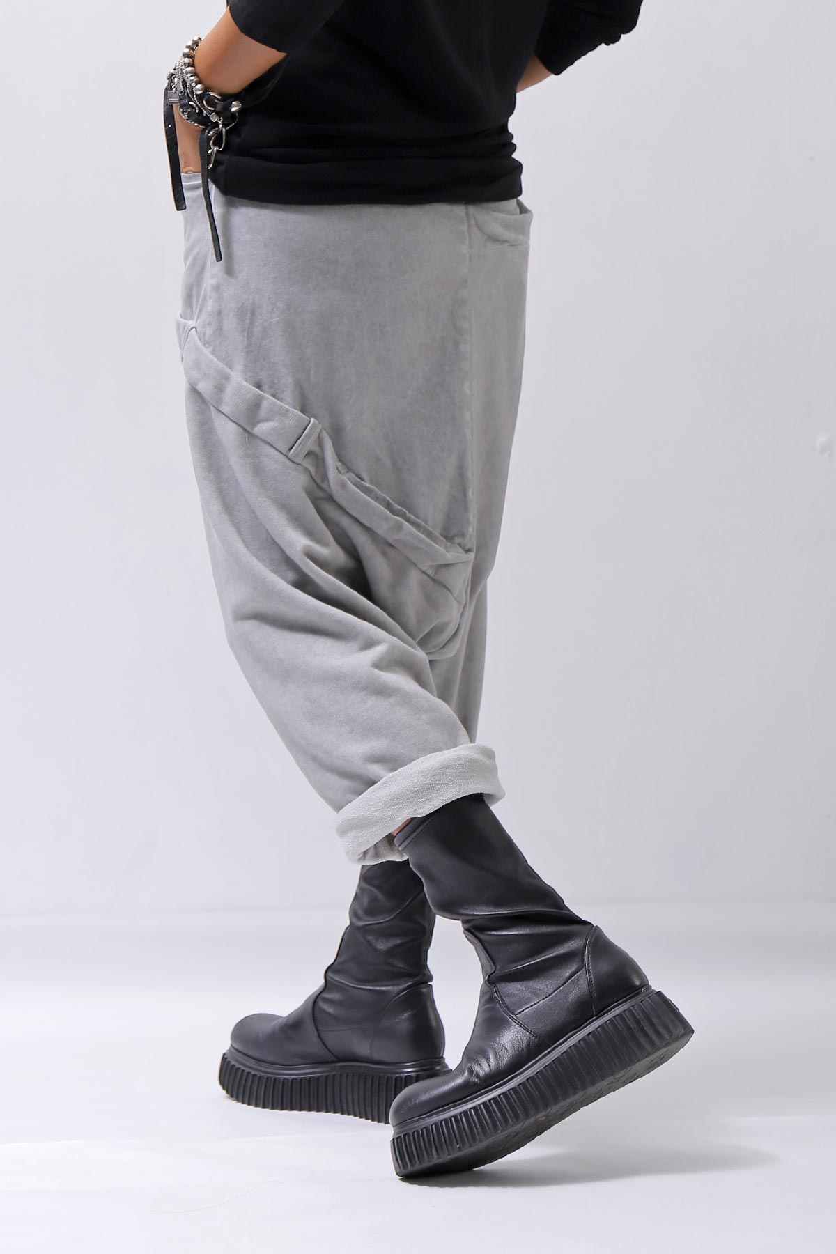 【studio b3】 UNSEX COTTON&SWEAT BOX SARROUEL PANTS RBB1974_PEARL OLD DYE