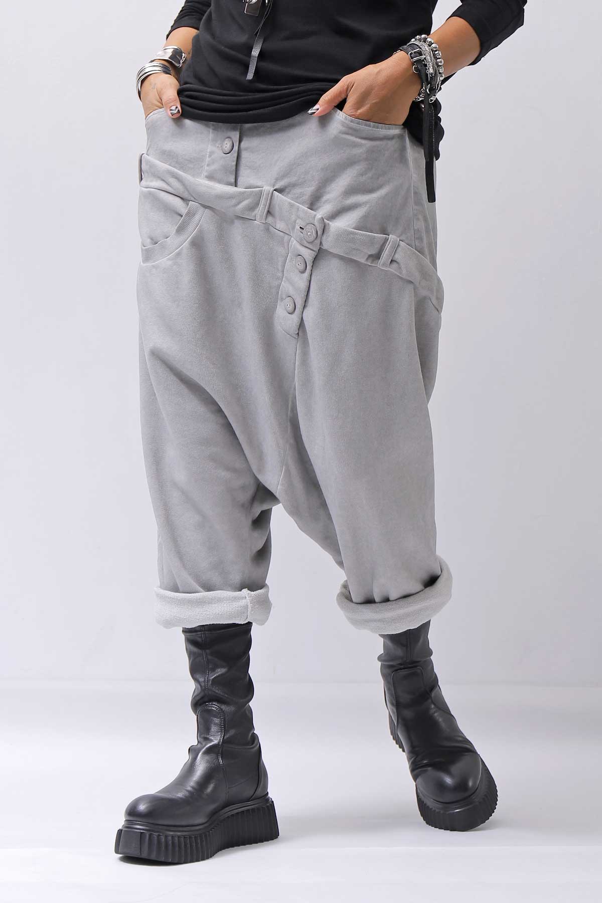 【studio b3】 UNSEX COTTON&SWEAT BOX SARROUEL PANTS RBB1974_PEARL OLD DYE