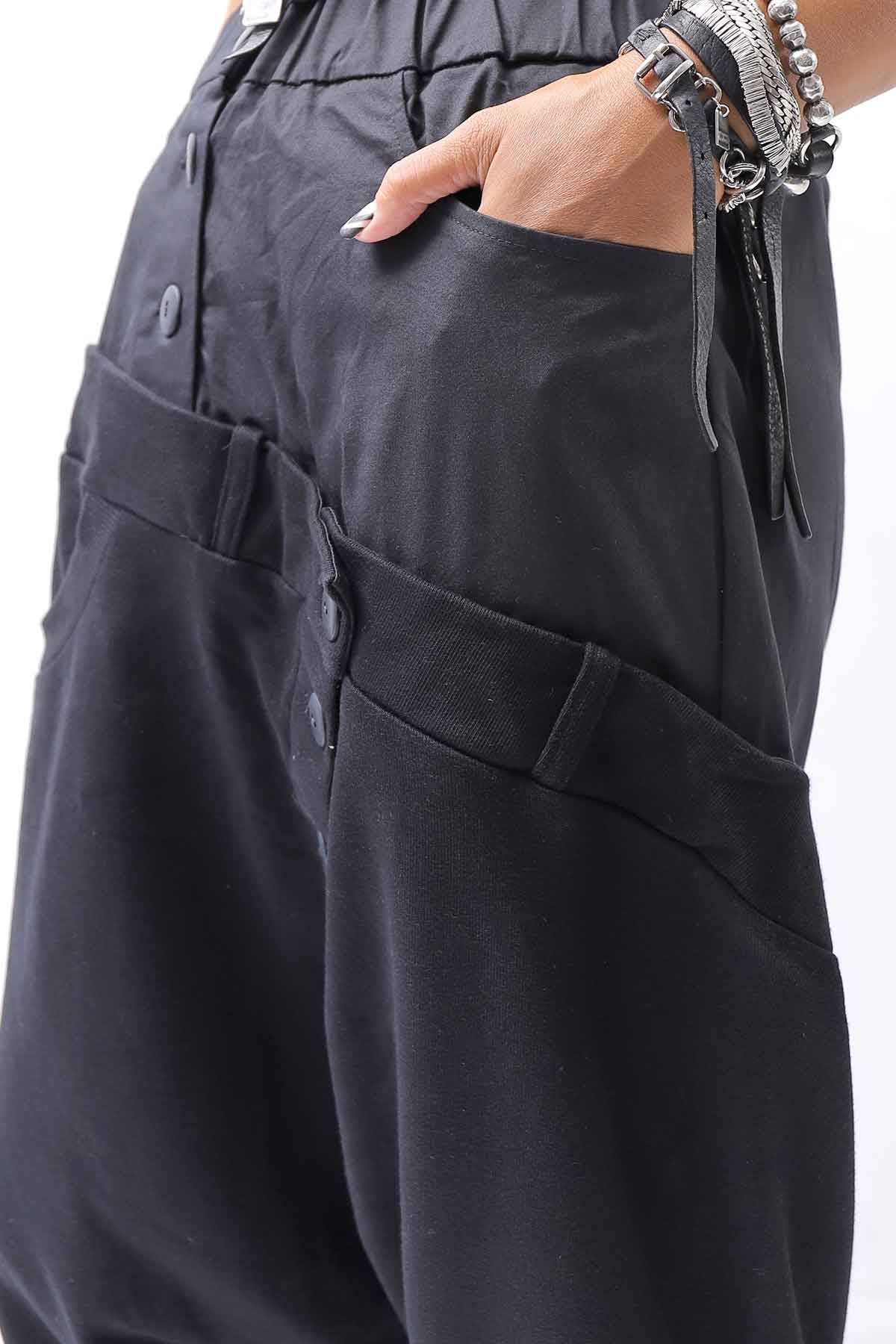 【studio b3】 UNSEX COTTON&SWEAT BOX SARROUEL PANTS RBB1974_BLACK