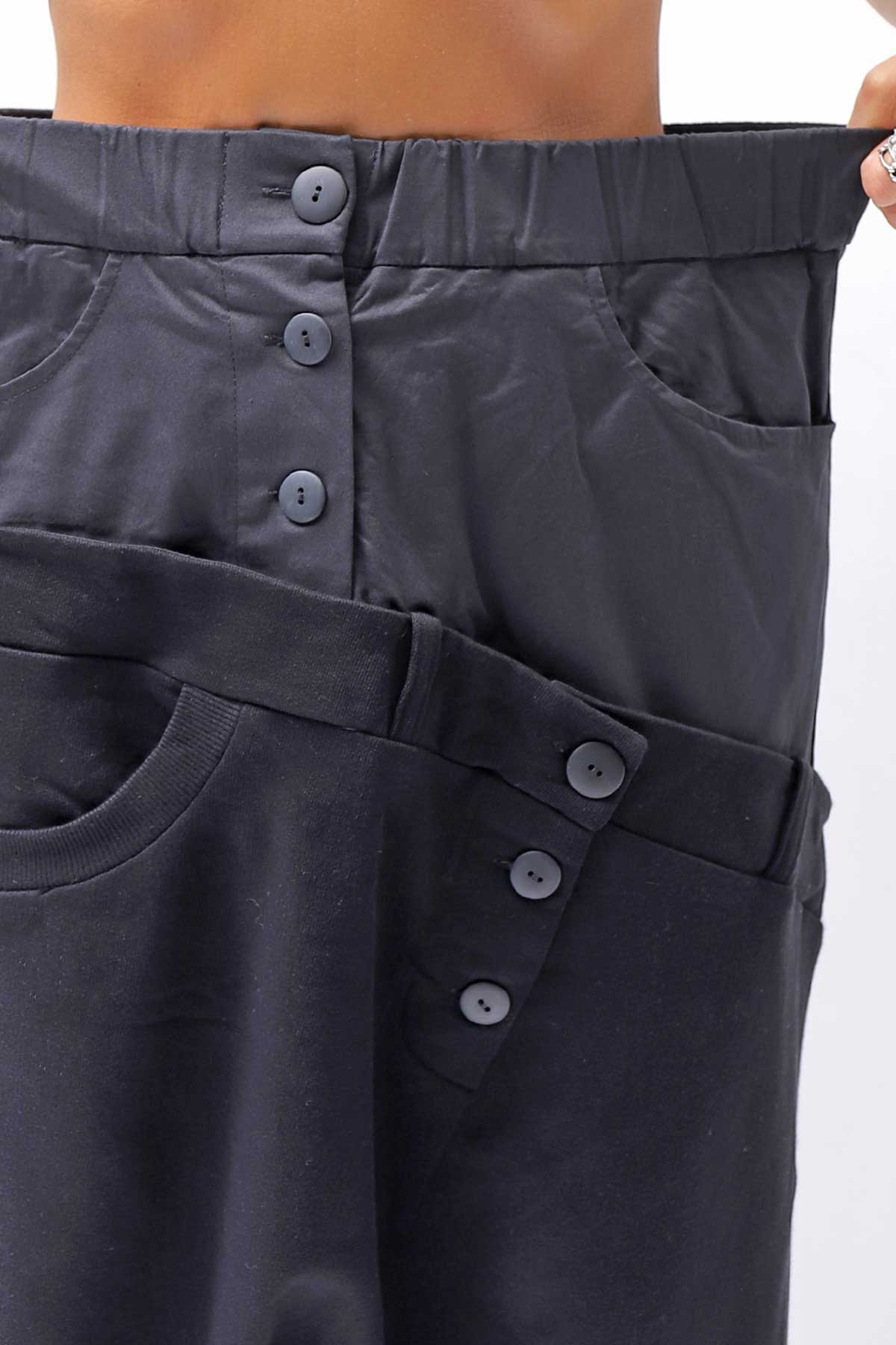 【studio b3】 UNSEX COTTON&SWEAT BOX SARROUEL PANTS RBB1974_BLACK