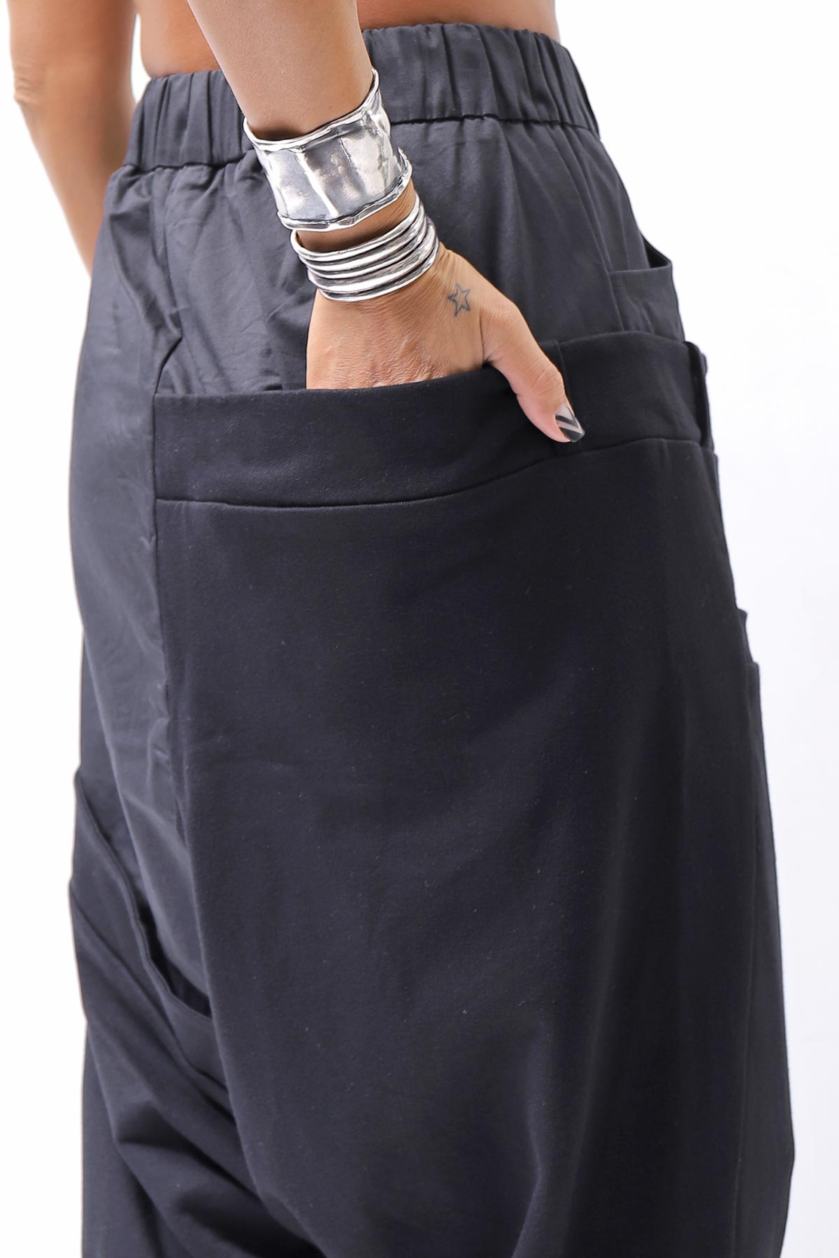 【studio b3】 UNSEX COTTON&SWEAT BOX SARROUEL PANTS RBB1974_BLACK