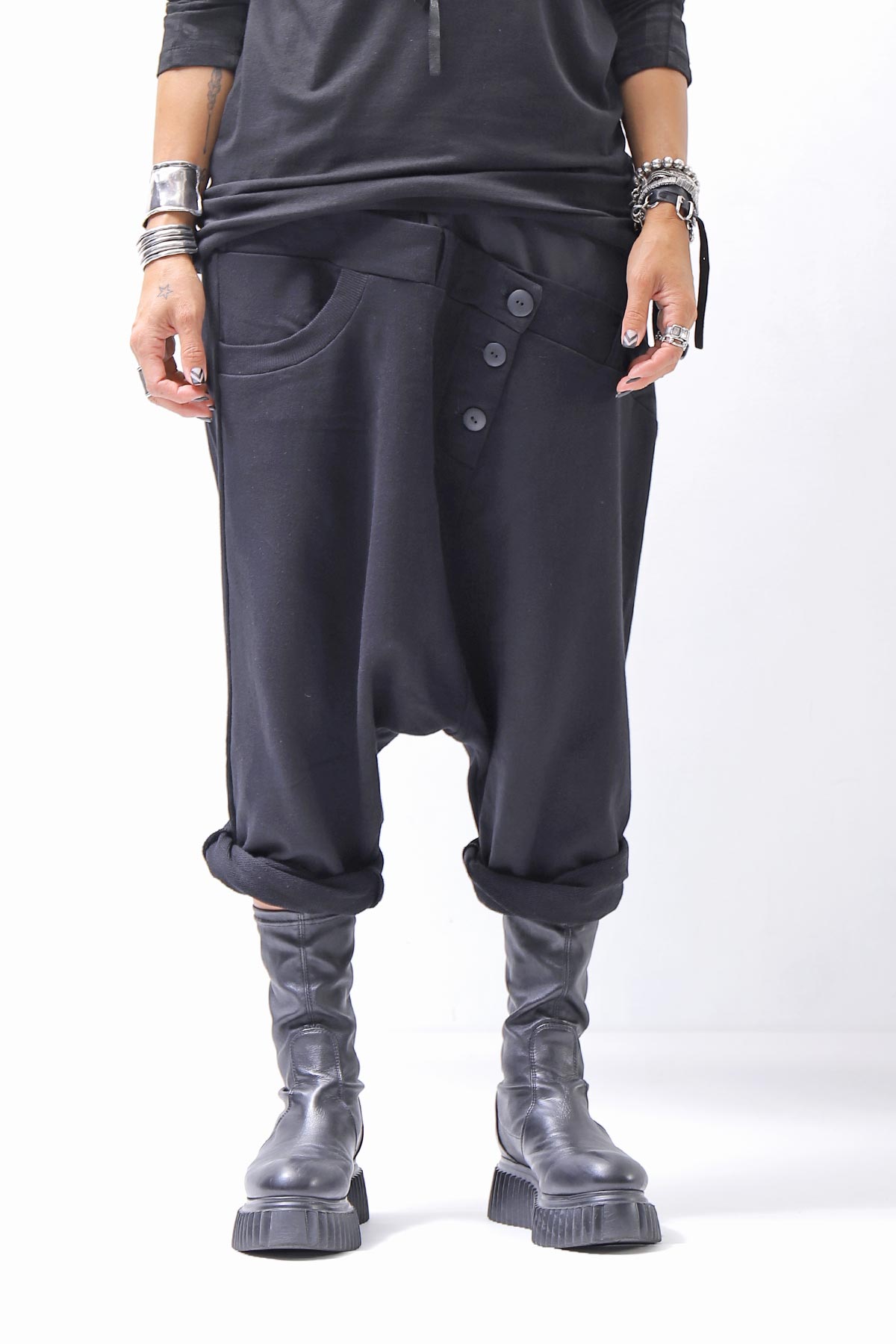 【studio b3】 UNSEX COTTON&SWEAT BOX SARROUEL PANTS RBB1974_BLACK