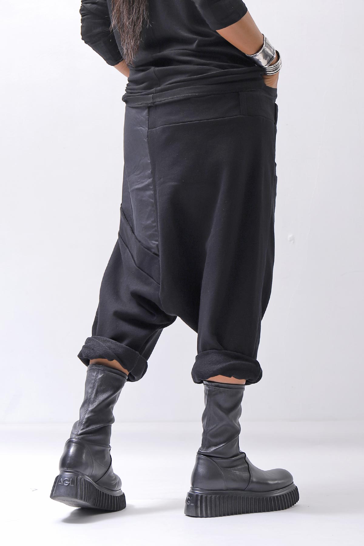 【studio b3】 UNSEX COTTON&SWEAT BOX SARROUEL PANTS RBB1974_BLACK