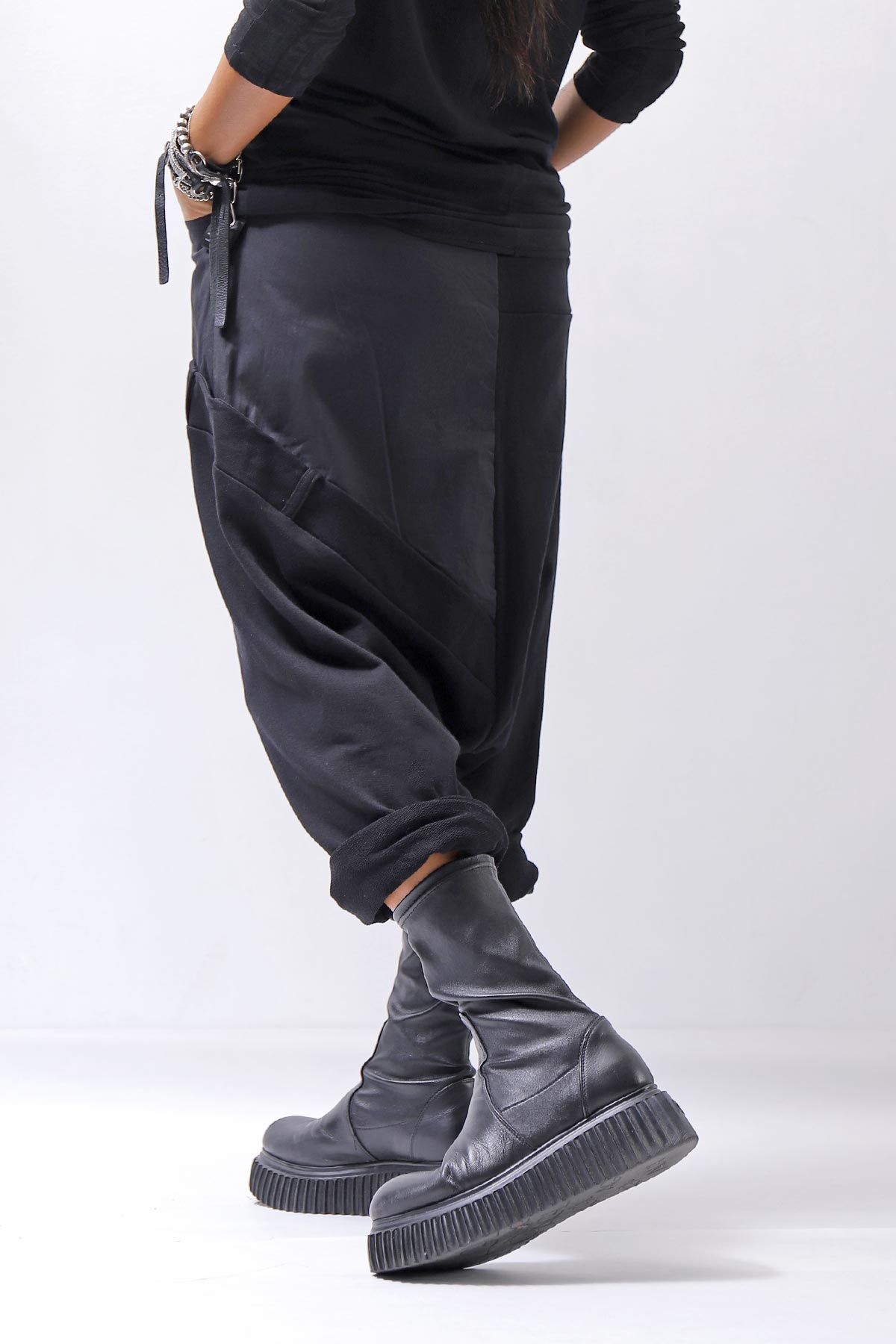 【studio b3】 UNSEX COTTON&SWEAT BOX SARROUEL PANTS RBB1974_BLACK