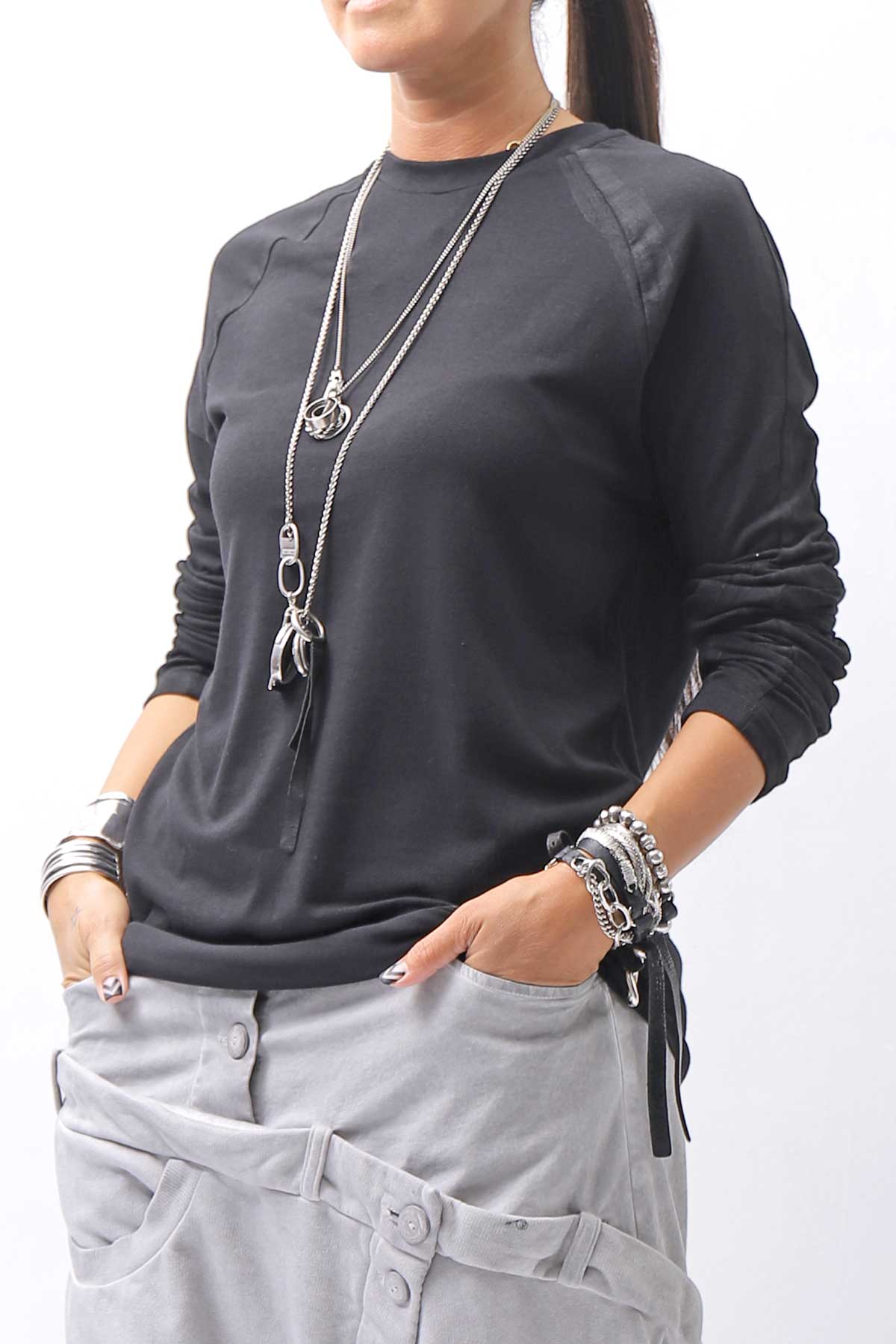 【thom/krom】 UNISEX COTTON MODAL PAINT LINE LONG SLEEVE TOP MTS907_BLACK