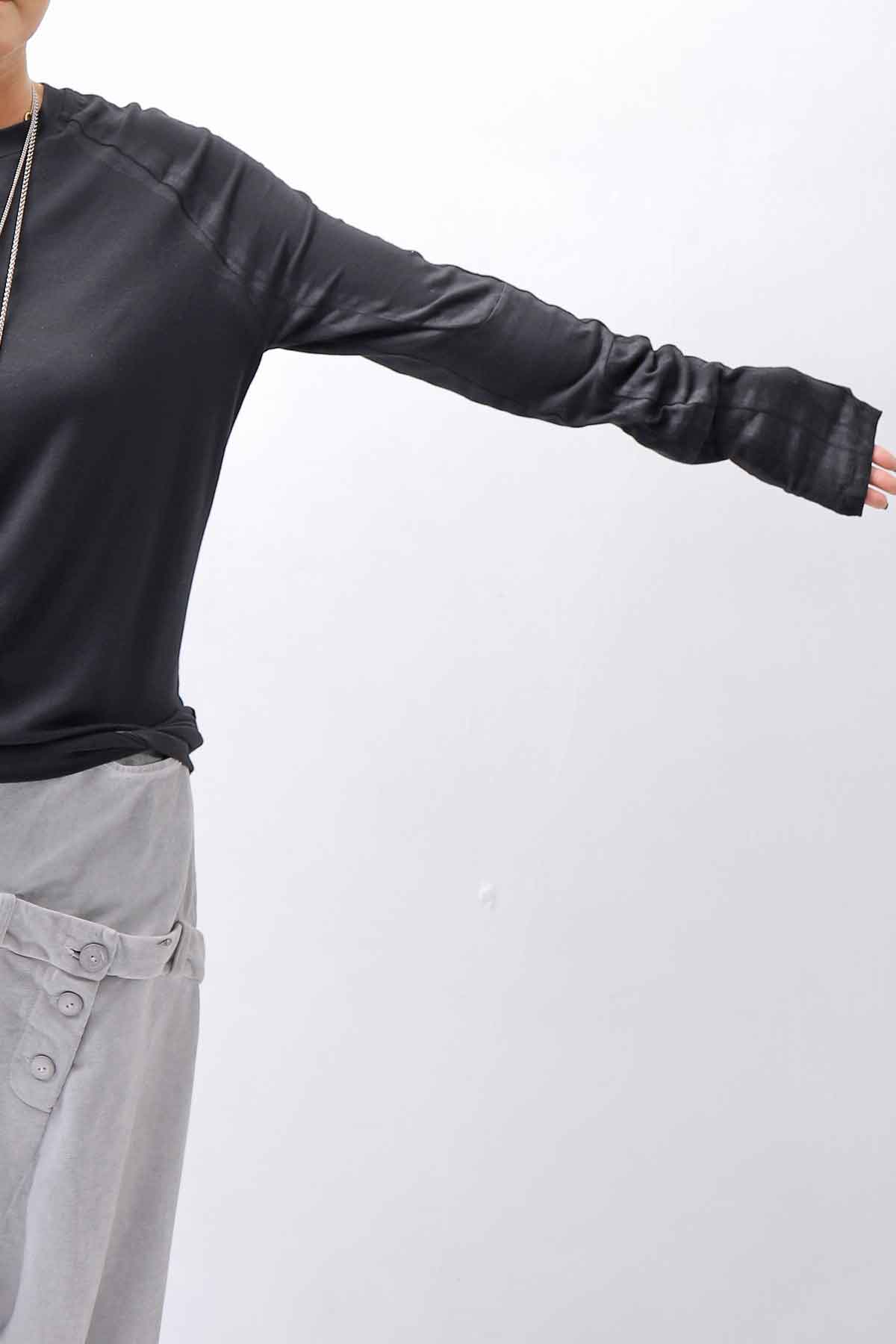 【thom/krom】 UNISEX COTTON MODAL PAINT LINE LONG SLEEVE TOP MTS907_BLACK