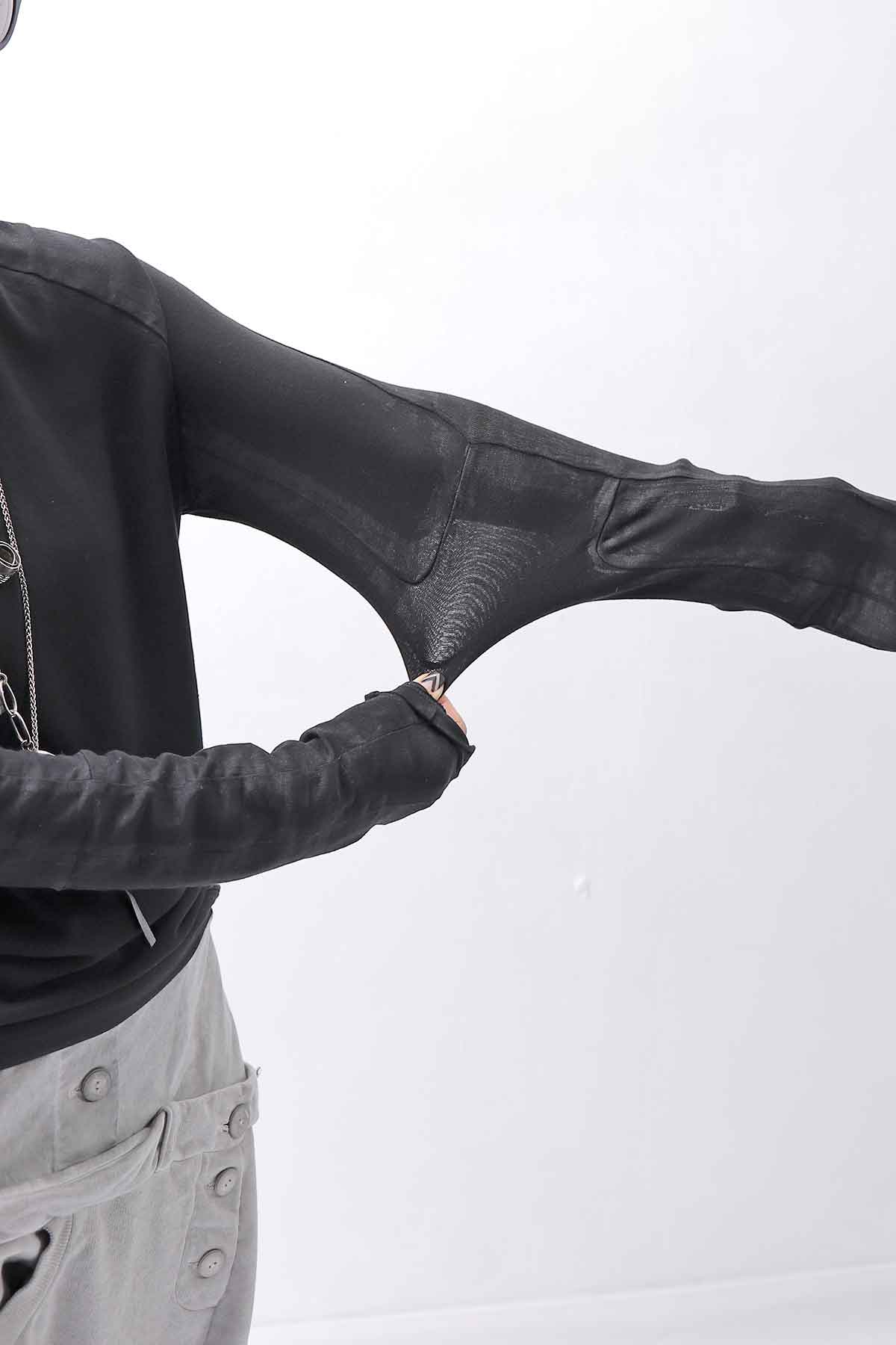 【thom/krom】 UNISEX COTTON MODAL PAINT LINE LONG SLEEVE TOP MTS907_BLACK