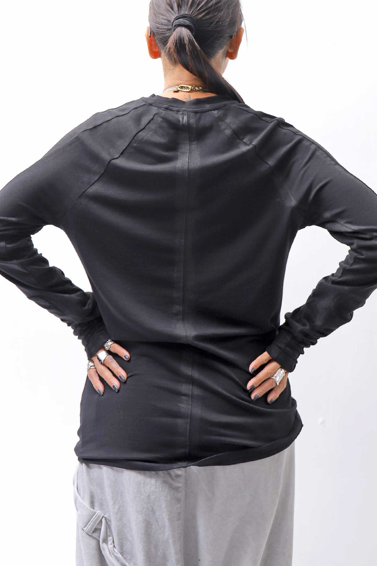 【thom/krom】 UNISEX COTTON MODAL PAINT LINE LONG SLEEVE TOP MTS907_BLACK