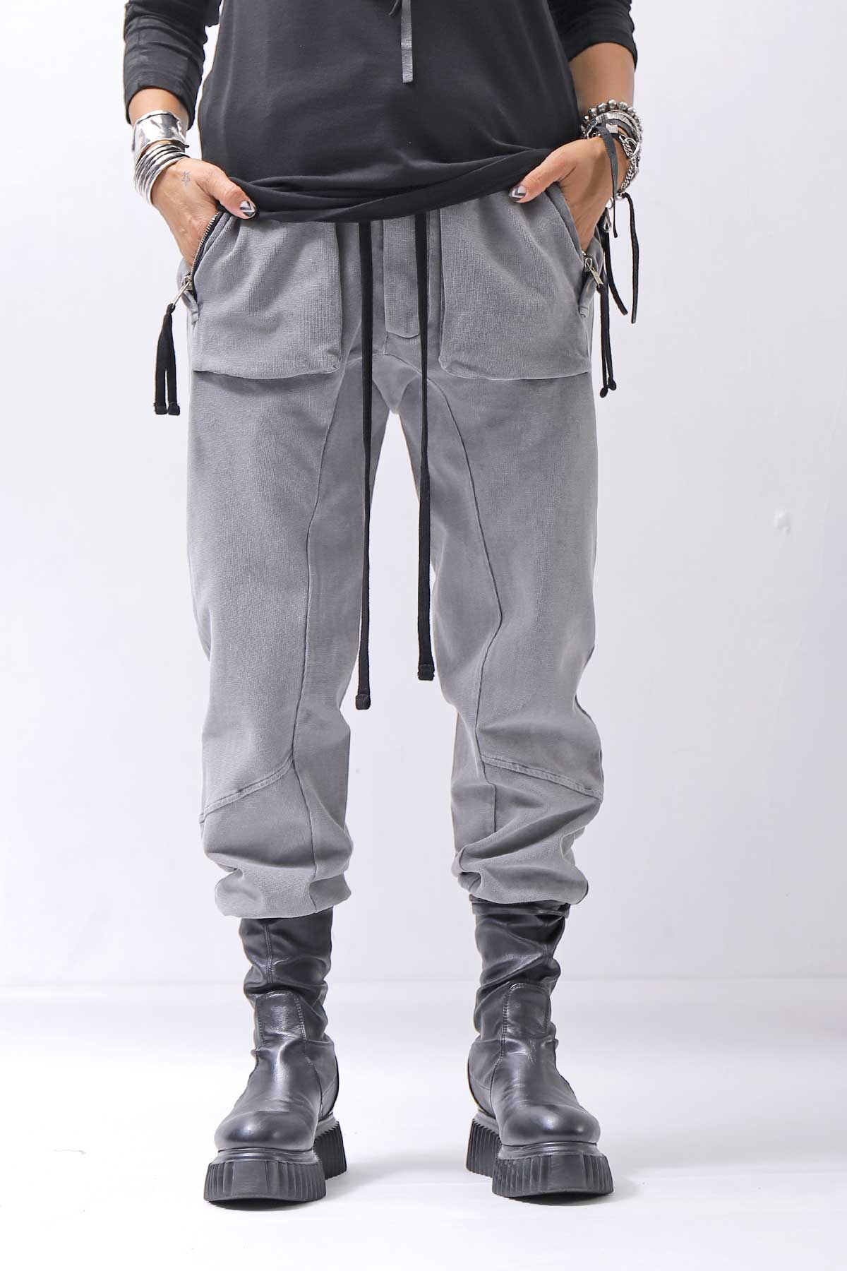 【thom/krom】 UNISEX COTTON RIB PANTS MST509_USED GREY