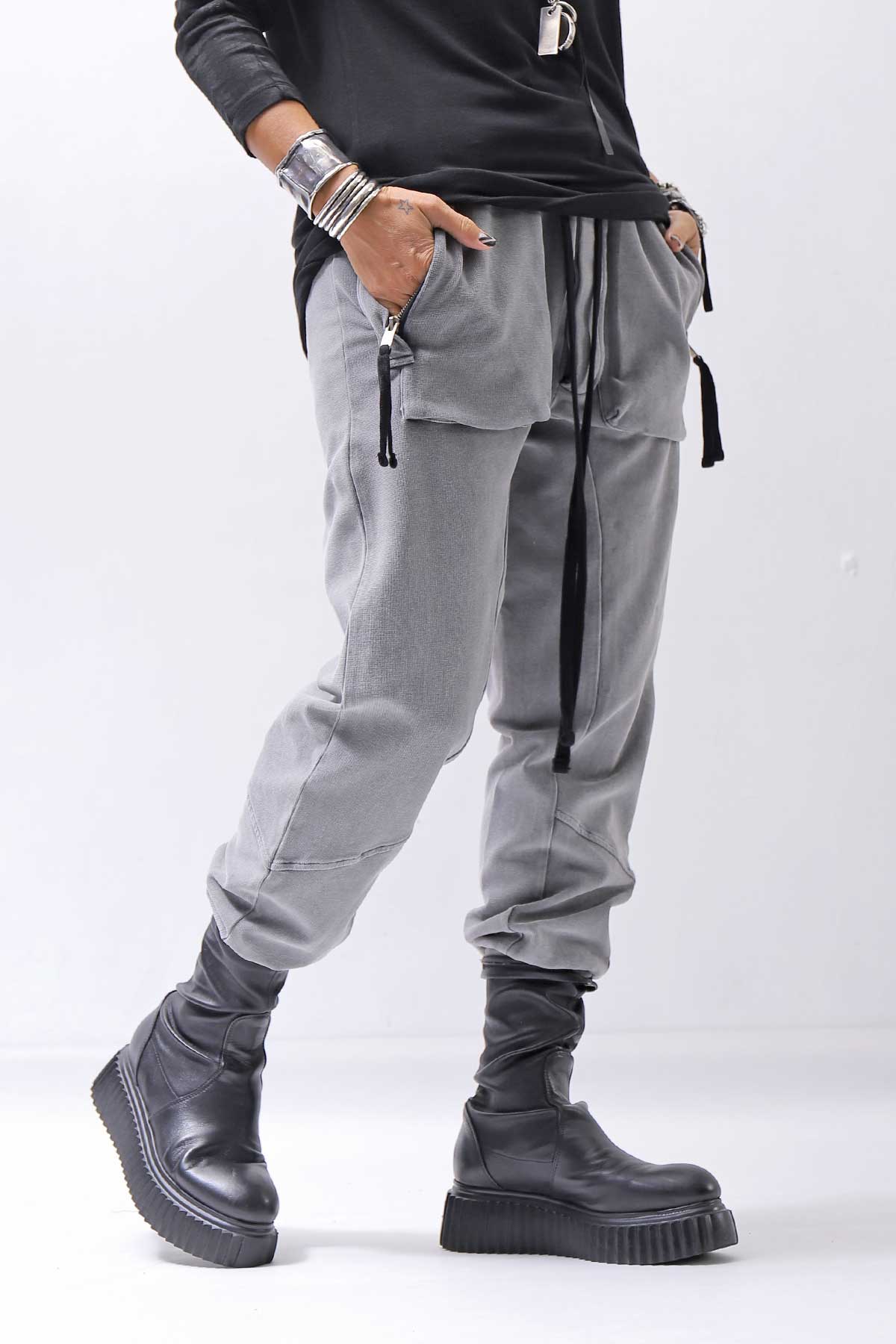 【thom/krom】 UNISEX COTTON RIB PANTS MST509_USED GREY
