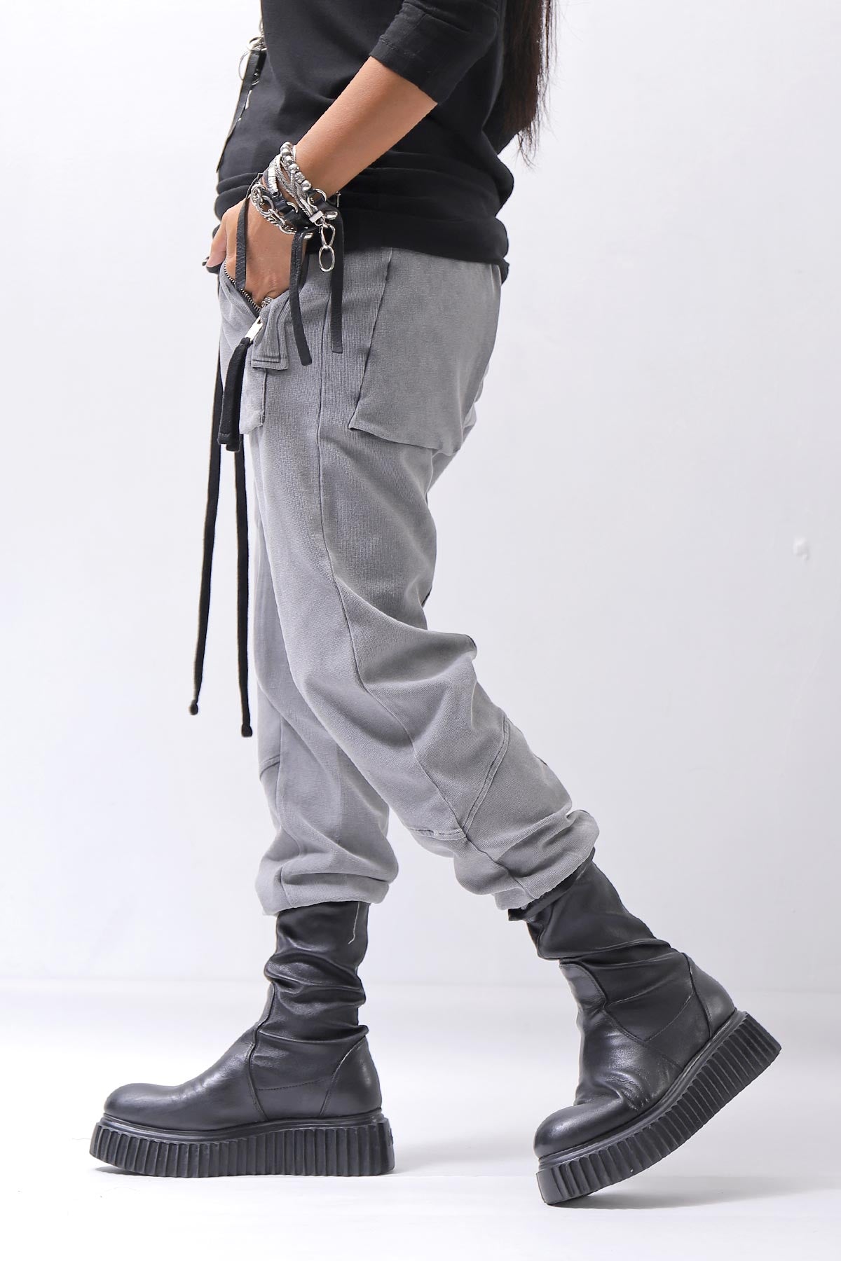 【thom/krom】 UNISEX COTTON RIB PANTS MST509_USED GREY