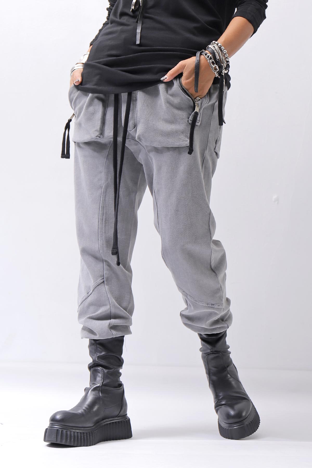 【thom/krom】 UNISEX COTTON RIB PANTS MST509_USED GREY