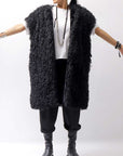 【NOSTRASANTISSIMA】 REVERSIBLE ECO FUR GILLET J114_BLACK