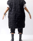 【NOSTRASANTISSIMA】 REVERSIBLE ECO FUR GILLET J114_BLACK