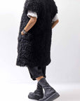 【NOSTRASANTISSIMA】 REVERSIBLE ECO FUR GILLET J114_BLACK