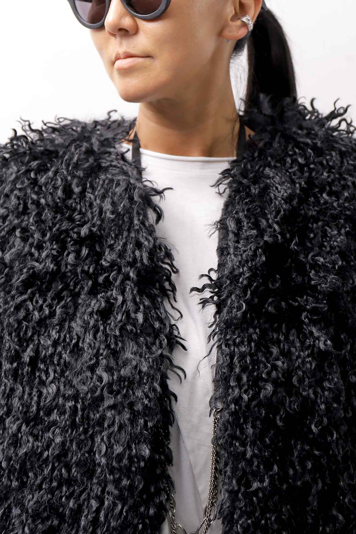 【NOSTRASANTISSIMA】 REVERSIBLE ECO FUR GILLET J114_BLACK