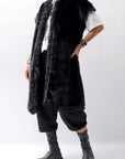 【NOSTRASANTISSIMA】 REVERSIBLE ECO FUR GILLET J114_BLACK