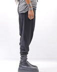 【studio b3】 UNISEX COTTON KNIT BOX SARROUEL RIBBED PANTS SHB2232_BLACK