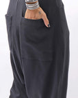 【studio b3】 UNISEX COTTON KNIT BOX SARROUEL RIBBED PANTS SHB2232_BLACK