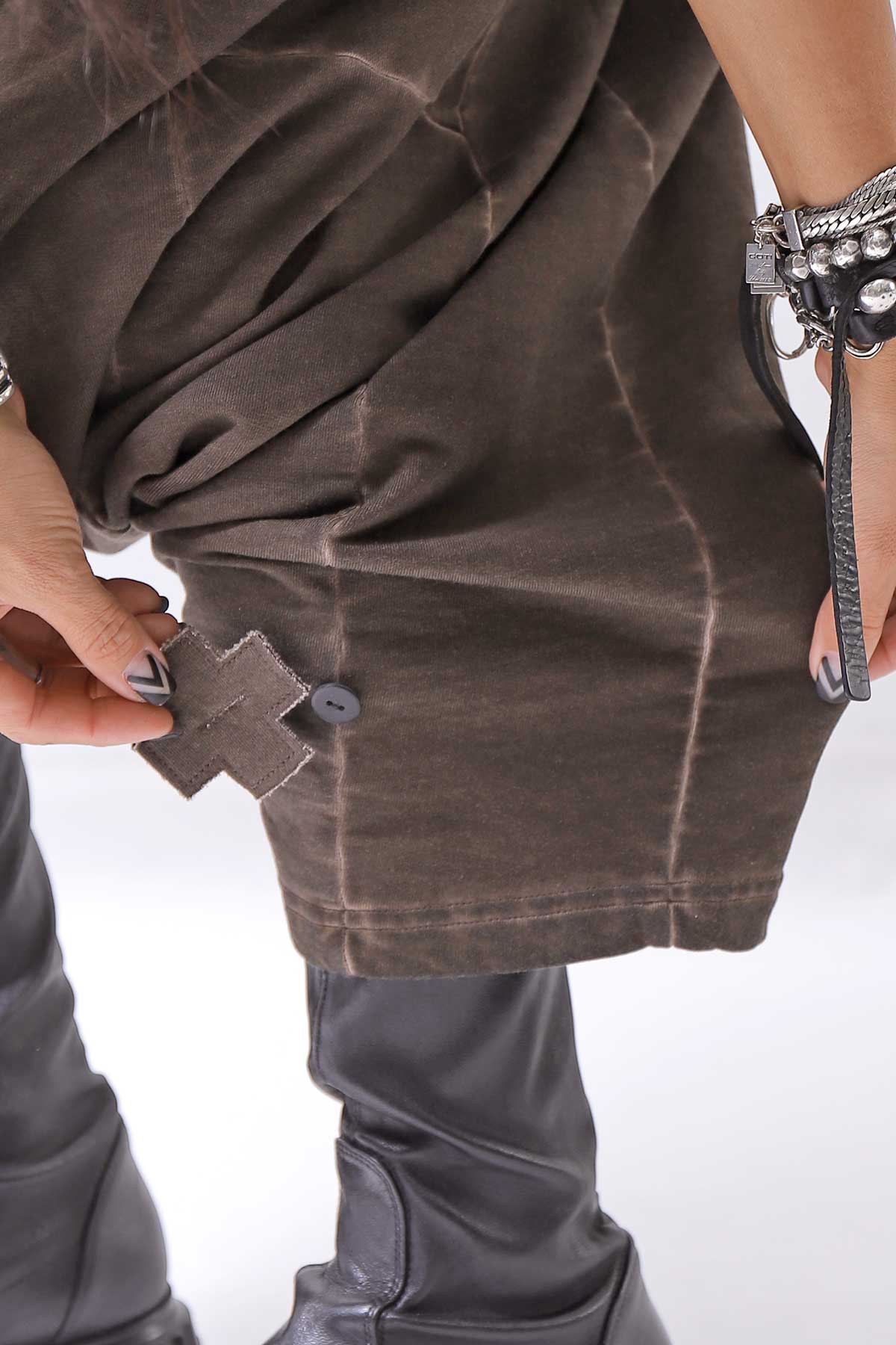 【PLÜ】 UNISEX COTTON SWEAT WIDE SARROUEL PANTS PL16P_CHOCOLATE