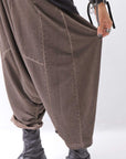 【PLÜ】 UNISEX COTTON SWEAT WIDE SARROUEL PANTS PL16P_CHOCOLATE