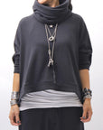 【studio b3】 UNISEX COTTON KNIT TOP & SNOOD SET SHB2268_BLACK
