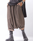 【PLÜ】 UNISEX COTTON SWEAT WIDE SARROUEL PANTS PL16P_CHOCOLATE