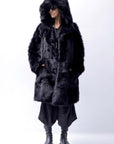 【RUNDHOLZ】 UNISEX FAUX FUR HOODIE COAT 324 1115_BLACK