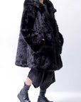 【RUNDHOLZ】 UNISEX FAUX FUR HOODIE COAT 324 1115_BLACK