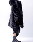 【RUNDHOLZ】 UNISEX FAUX FUR HOODIE COAT 324 1115_BLACK