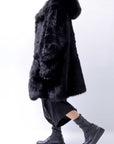 【RUNDHOLZ】 UNISEX FAUX FUR HOODIE COAT 324 1115_BLACK