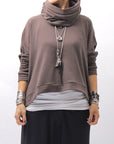 【studio b3】 UNISEX COTTON KNIT TOP & SNOOD SET SHB2268_TRUFFLE