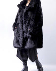 【RUNDHOLZ】 UNISEX FAUX FUR HOODIE COAT 324 1115_BLACK