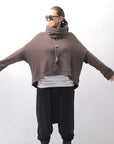 【studio b3】 UNISEX COTTON KNIT TOP & SNOOD SET SHB2268_TRUFFLE