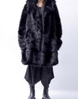 【RUNDHOLZ】 UNISEX FAUX FUR HOODIE COAT 324 1115_BLACK