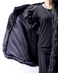 【RUNDHOLZ】 UNISEX FAUX FUR HOODIE COAT 324 1115_BLACK