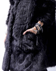 【RUNDHOLZ】 UNISEX FAUX FUR HOODIE COAT 324 1115_BLACK