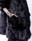 【RUNDHOLZ】 UNISEX FAUX FUR HOODIE COAT 324 1115_BLACK