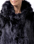 【RUNDHOLZ】 UNISEX FAUX FUR HOODIE COAT 324 1115_BLACK